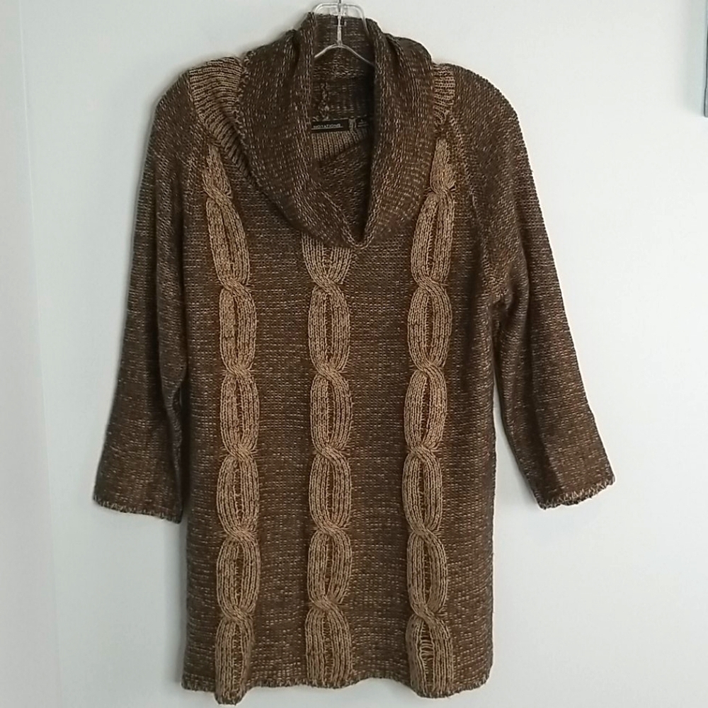 Notations brown cowl neck sweater Large Granola Granny